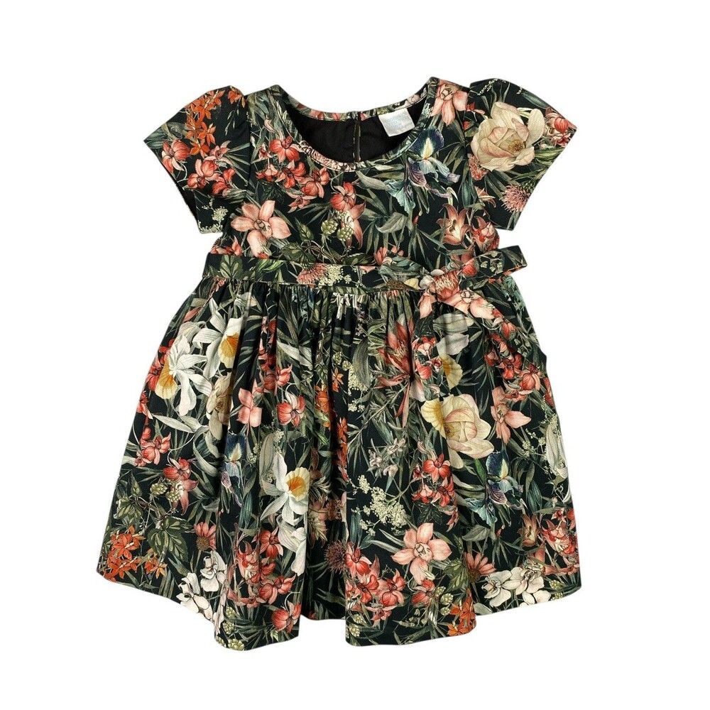 Edgehill Collection Toddler Dress 24M Black Floral Short Sleeve Party Mommy & Me